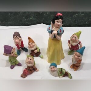 Vintage Walt Disney Snow White and 7 Dwarfs Porcelain Set